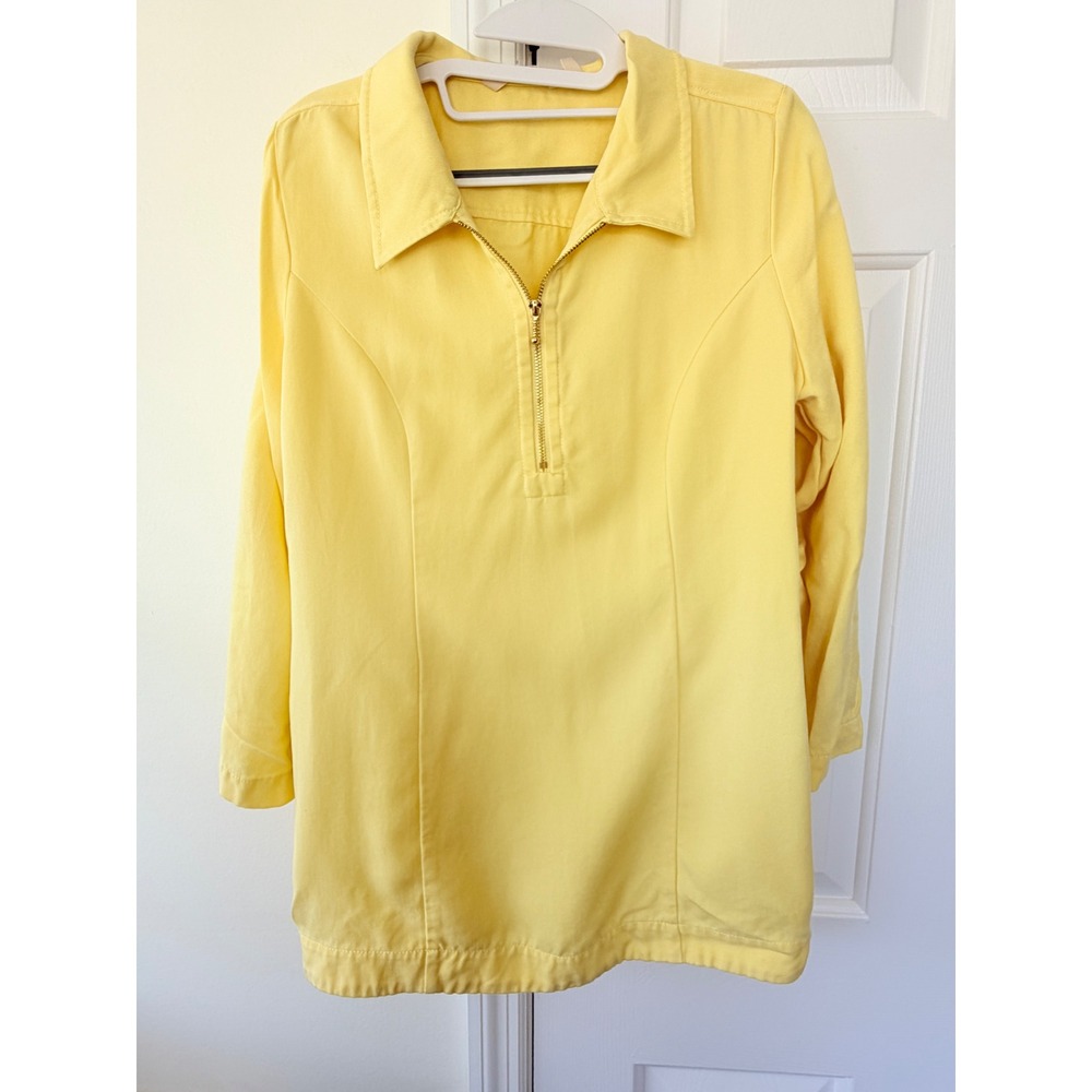 Soft Surroundings Yellow Tencel Lyocell Quarter Zip Tunic Top‎ 2ER71 Womens S